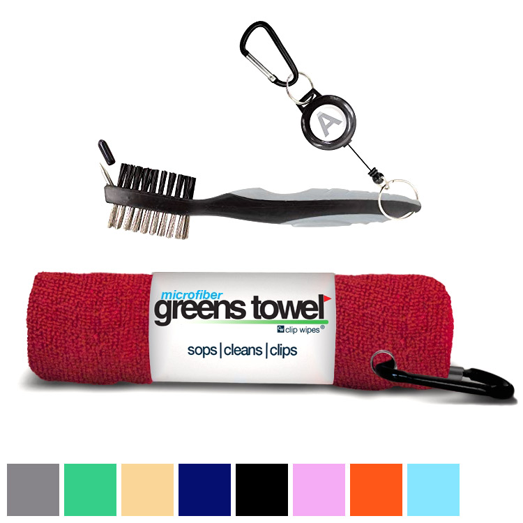 "Microfiber Greens Towel with Sidewinder Golf Brush"
