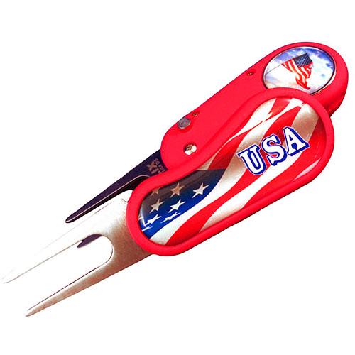 ChamphFlix American Flag Switchblade Style Divot Toolh1049